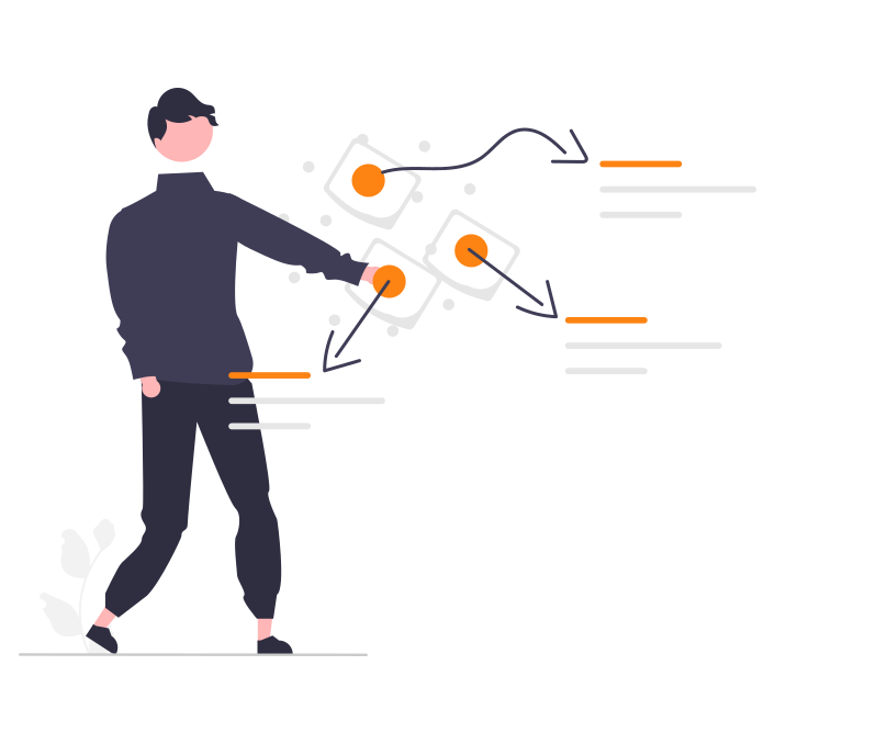 Process flow demonstration. Person demonstrating a process flow.